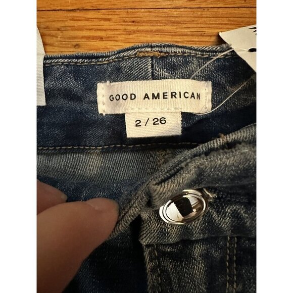 NWT Good American Good Legs Crop Skinny Jeans Womens 2/26 Distressed Stretch - Picture 6 of 9